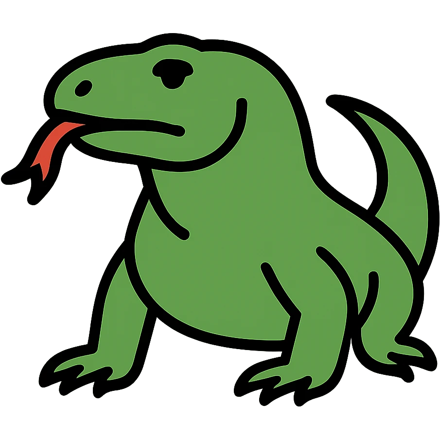 A komodo dragon icon with green scales and distinctive reptilian features emoji