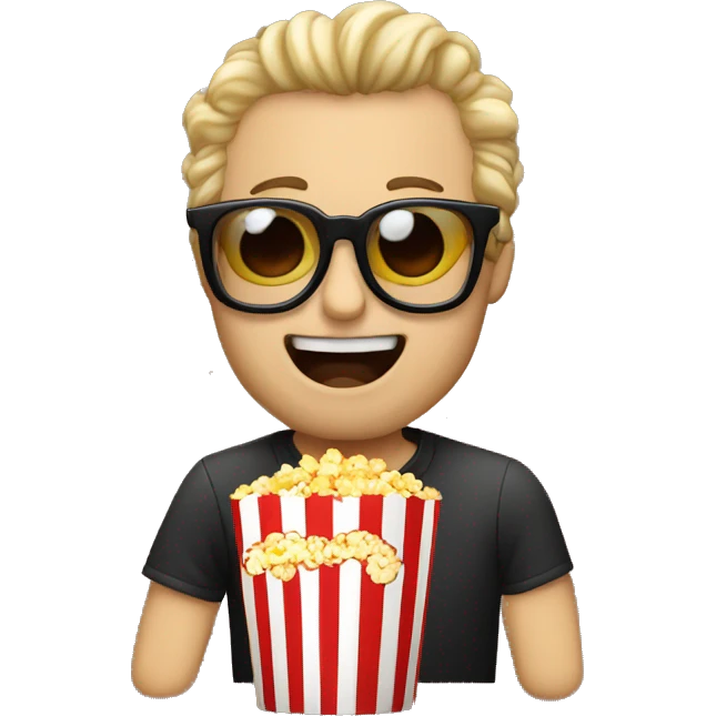 hombre con gafas de cine comiendo popcorns emoji
