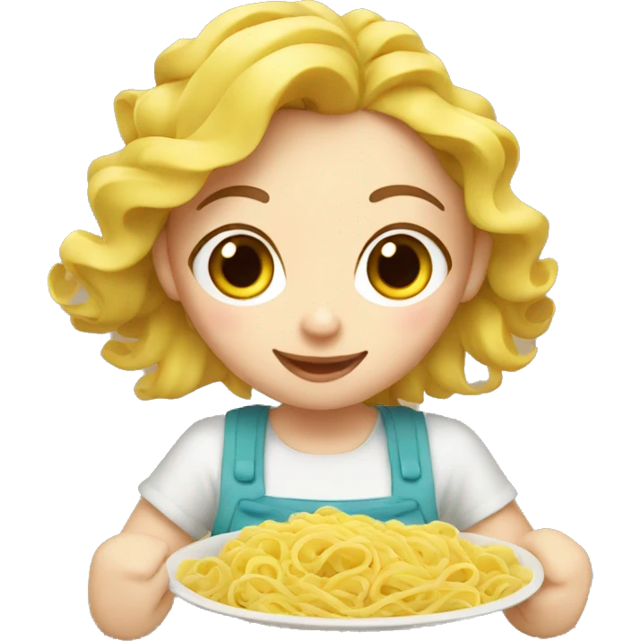 fair skinned girl making pasta emoji