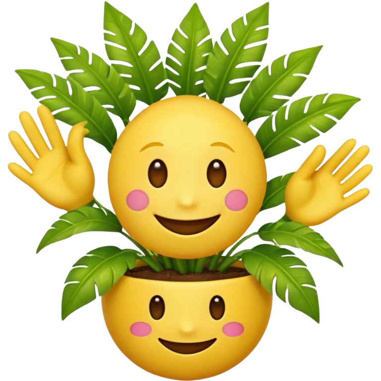 yellow emoji face with palm plant emoji