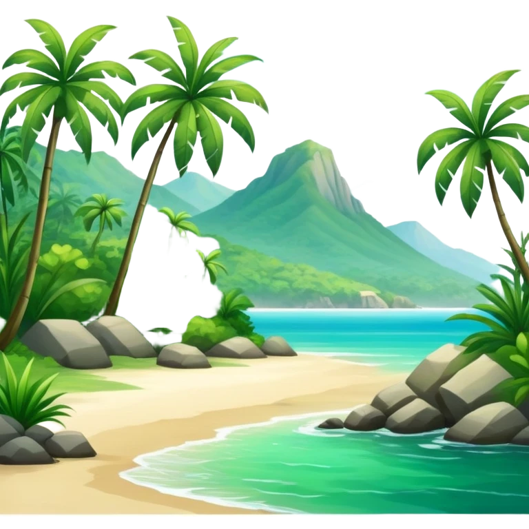 Gorgeous landscape painting tropical calm green emoji