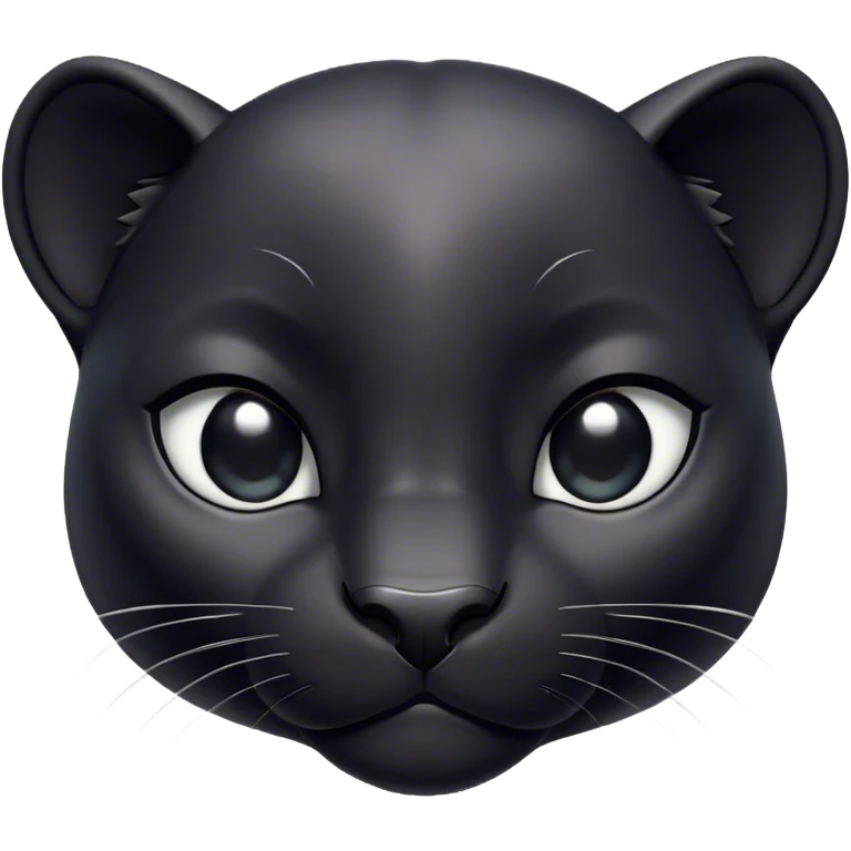 Cinematic Cute black Panther Portrait Emoji, Head tilted playfully and inquisitively, with a smooth, streamlined form accentuated by a subtle sheen and round, sparkling eyes filled with charm, Simplified yet irresistibly adorable features, highly detailed, glowing with a warm, inviting glow, high shine, affectionate and lively, stylized with a touch of whimsical mystery, bright and endearing, soft glowing outline, capturing the essence of a mischievous yet loving black Panther that seems as if it could pounce out of the screen into your arms! emoji