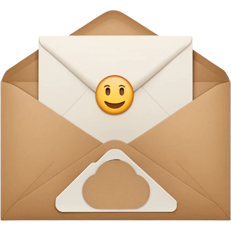 blank greeting card open with brown envelope next to it emoji