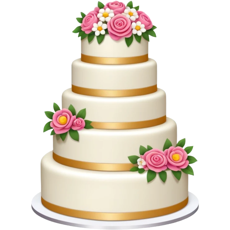 Wedding cake with tiers and flowers emoji