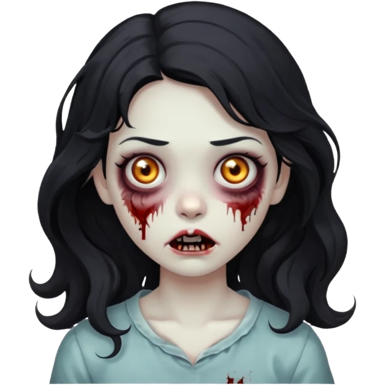 garota zumbi com cabelo preto ondulado emoji