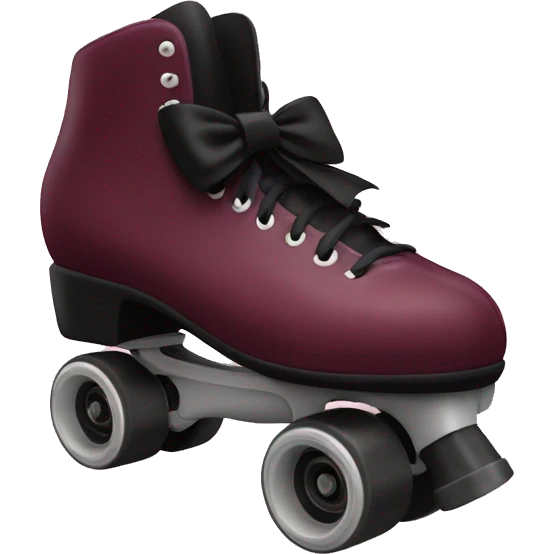 Burgundy roller skates with a black bow emoji