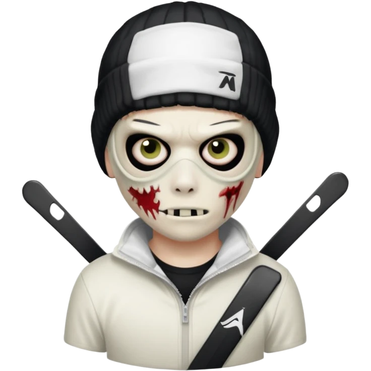zombie boy with emo hair and white shirt with a ski mask on hair from Nike da syna emoji