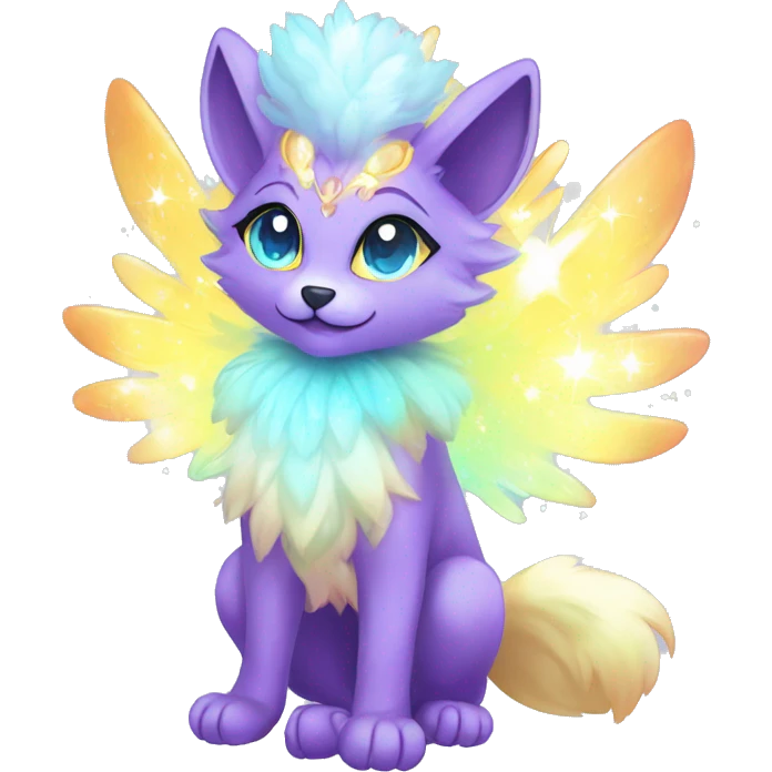 Shiny Sparkly Colorful Fluffy beautiful fantasy Kawaii Ethereal Anthro Sona Nebula-Crystal-Fakemon-animal emoji