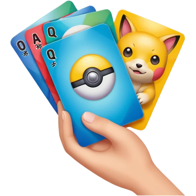 Pokemon cards in a hand emoji