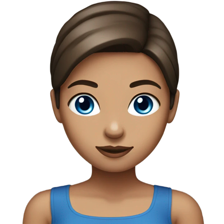 girl with brown straight hair with blue eyes and a black tube top emoji