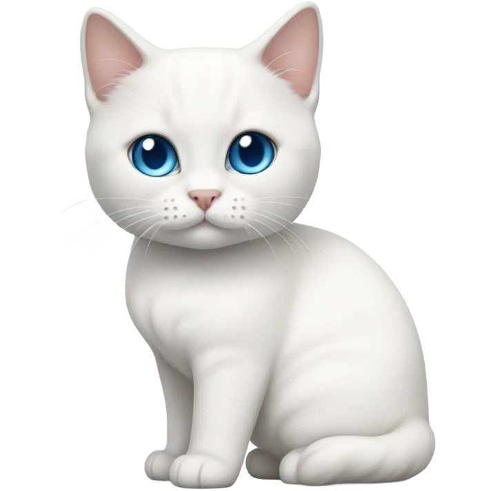 White munchkin cat standing blue eyes emoji