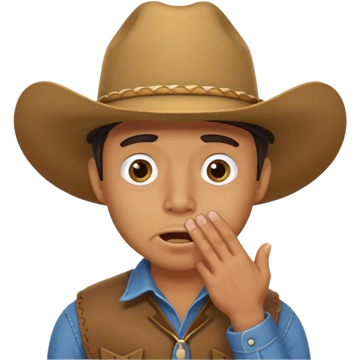 cowboy making oops expression covering mouth emoji