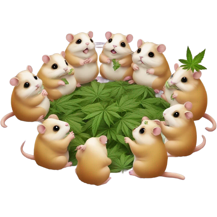 alien hamster cult with cheese and weed emoji