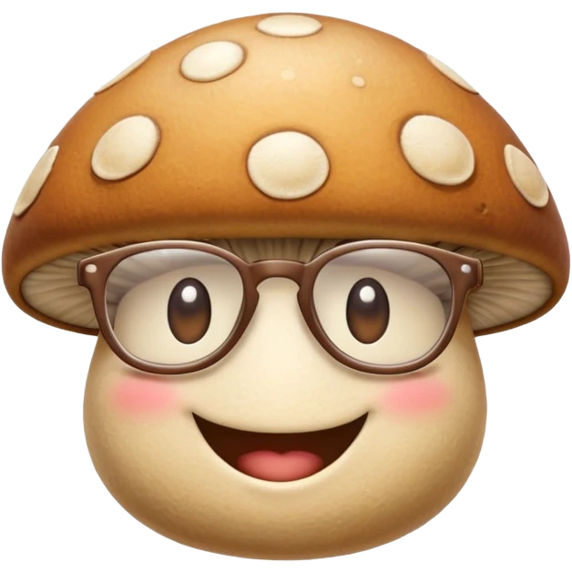mushroom without spots, smiling face, wearing glasses emoji