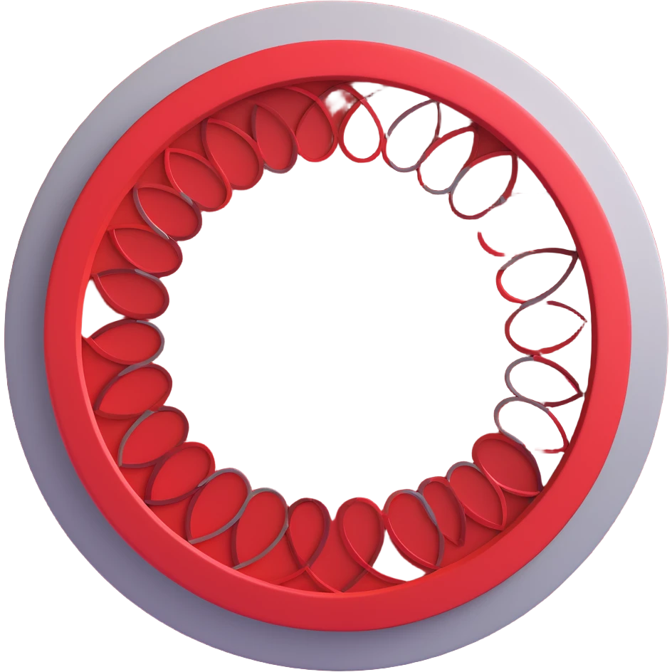 3D circular pattern, red-silver, stylized B motif, BAIC style, without brand name emoji