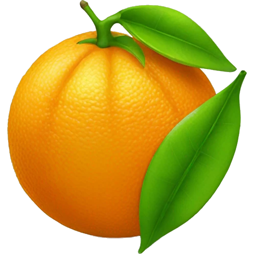 orange with green leaf emoji