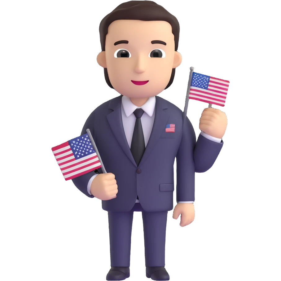 fat person in business suit with American flag pin emoji