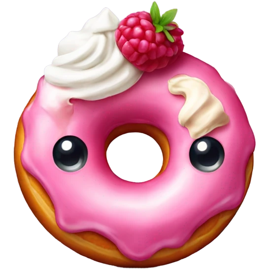 Raspberry doughnut with ice cream emoji