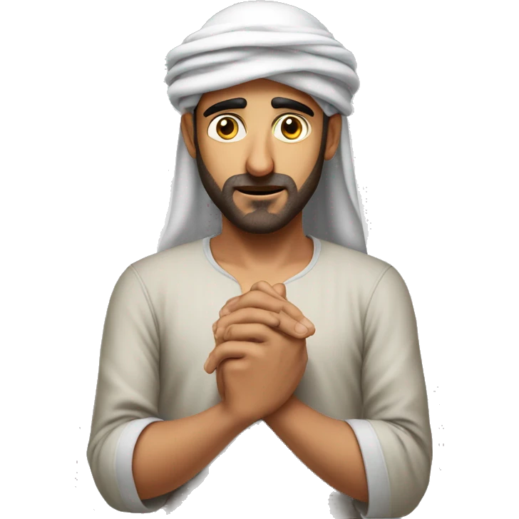 Arab holding his head with his hands photorealistic serious emoji