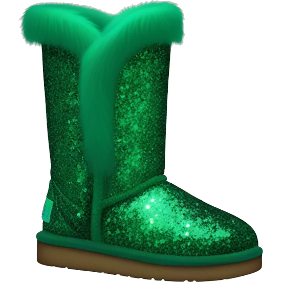 Realistic emerald green Sparkle glitter and fur Ugg boots. emoji