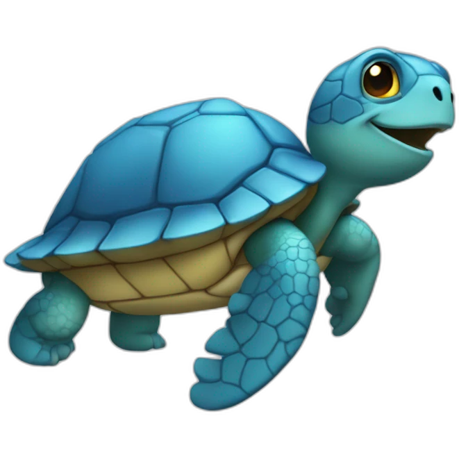 blue turtle with something that involves ecuador emoji
