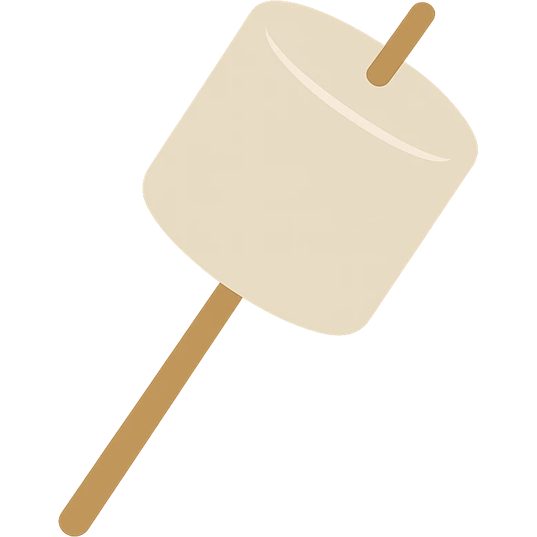 minimalist marshmallow on stick, flat design emoji