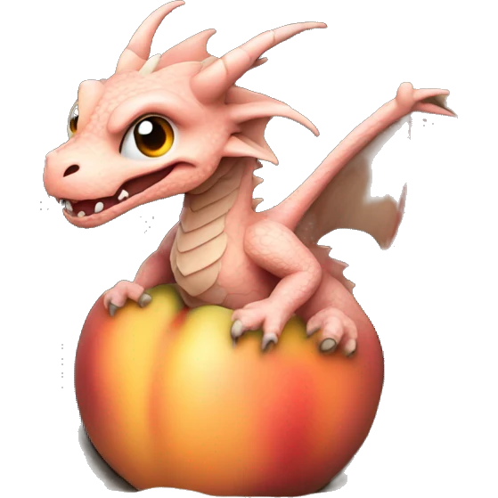 Dragon crawling out of a hole in a peach emoji