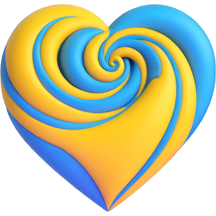 blue and yellow colors spirally mixed heart, simple and modern emoji style emoji