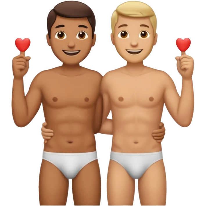 Two Guys standing next to each other holding each others penis emoji