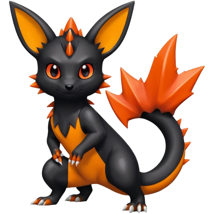 Spiky Scaley smooth glossy Umbreon-Charmeleon-Guilmon-fusion emoji