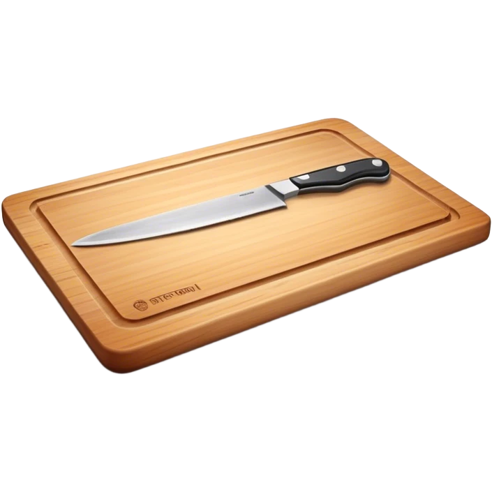 a cutting board with a knife on top of it emoji
