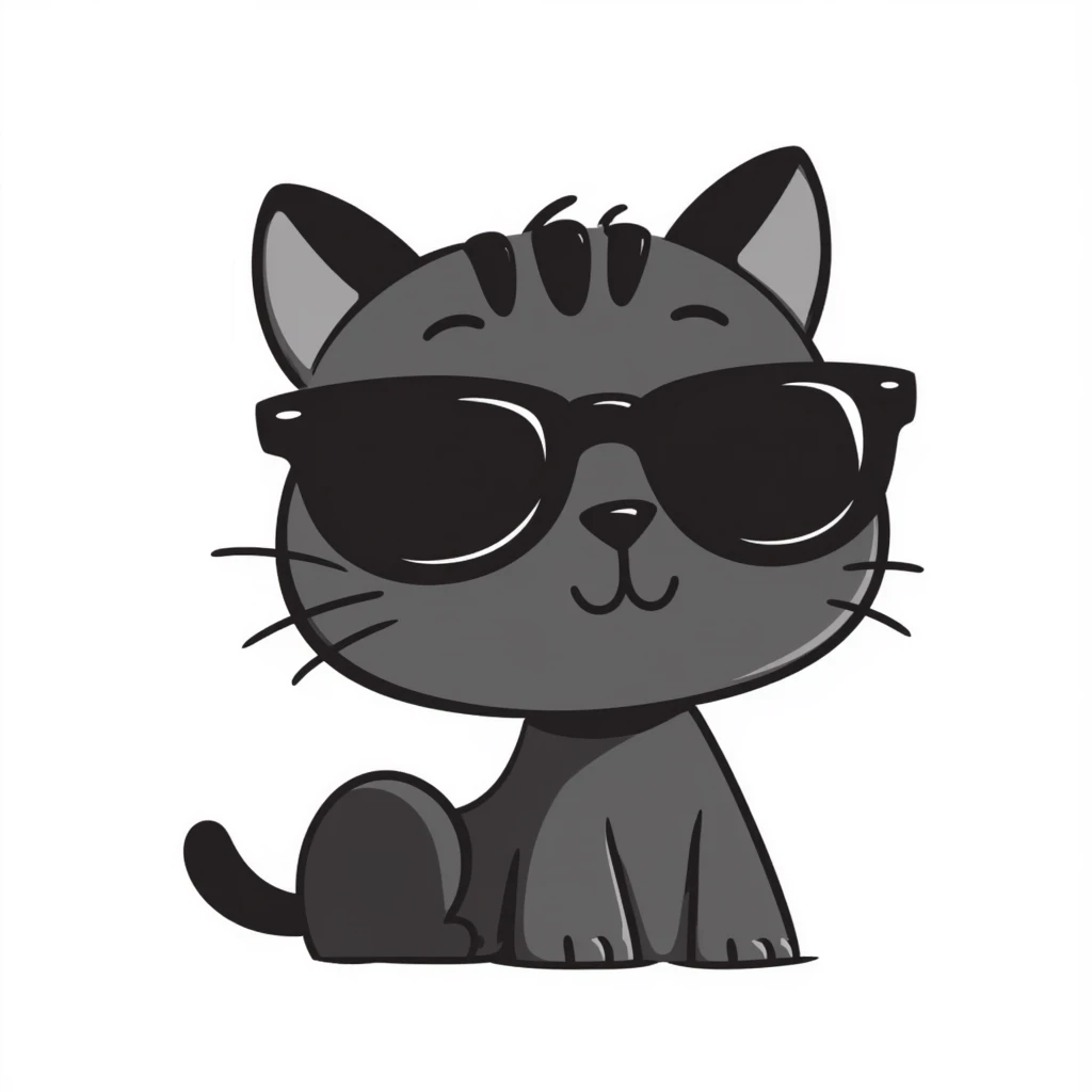cute cat wearing stylish sunglasses emoji