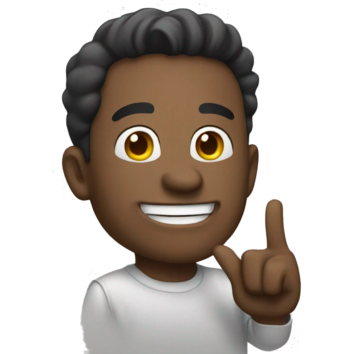 man raising a finger with a smile emoji