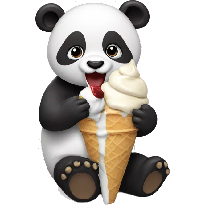 Panda eating ice cream emoji