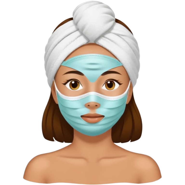 Lady with face mask spa beauty full face relaxing emoji