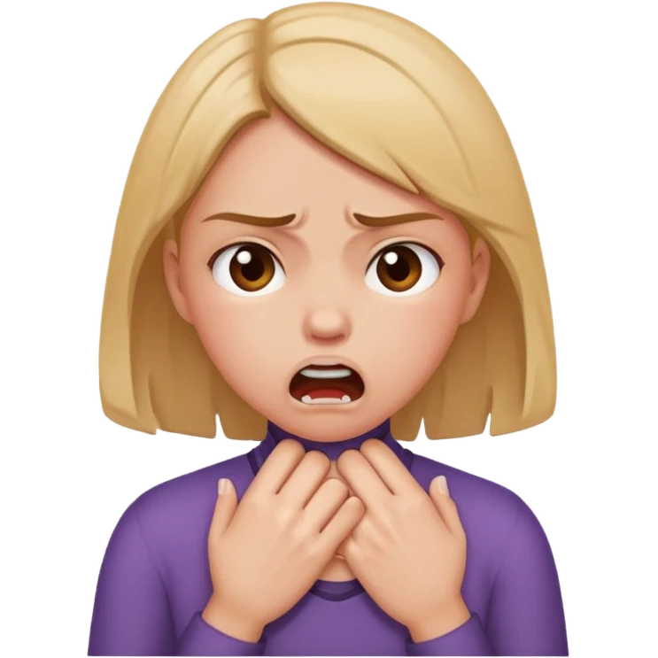 girl chocking herself getting mad emoji
