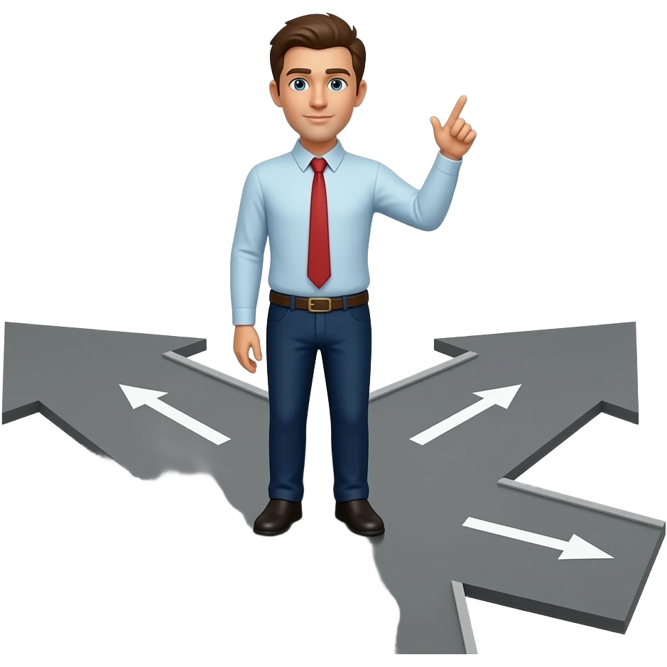 A person choosing one of two paths emoji