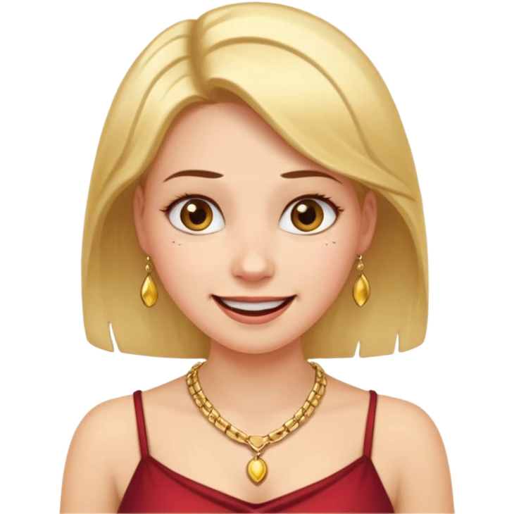 Female with Gold Necklace, fair skin, different expressions emoji