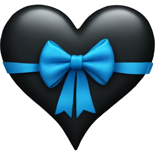 Black heart with blue bow emoji