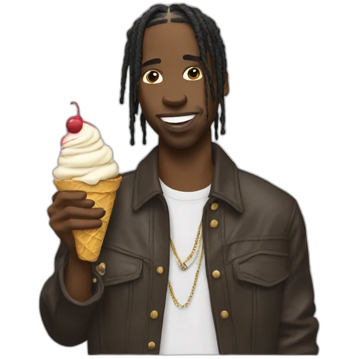 Travis Scott holding an ice cream emoji