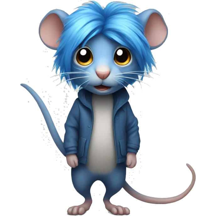 Rat with long blue hair emoji