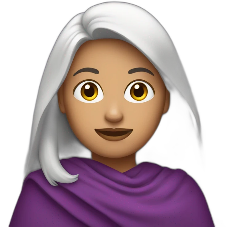 Emoji mujer con ruana morada emoji