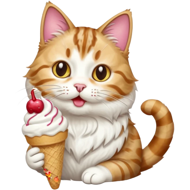A cat eating a icecream emoji