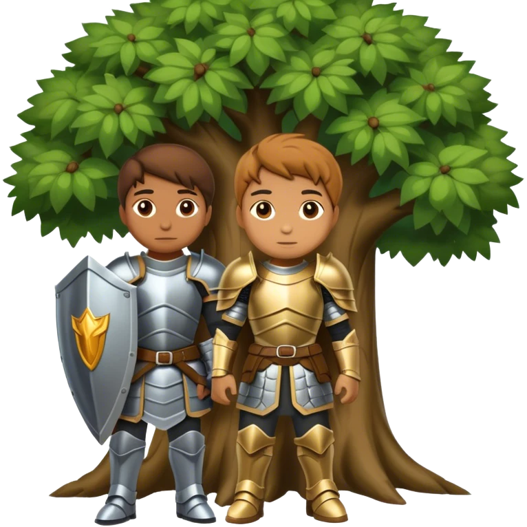 A guard protecting a large tree emoji
