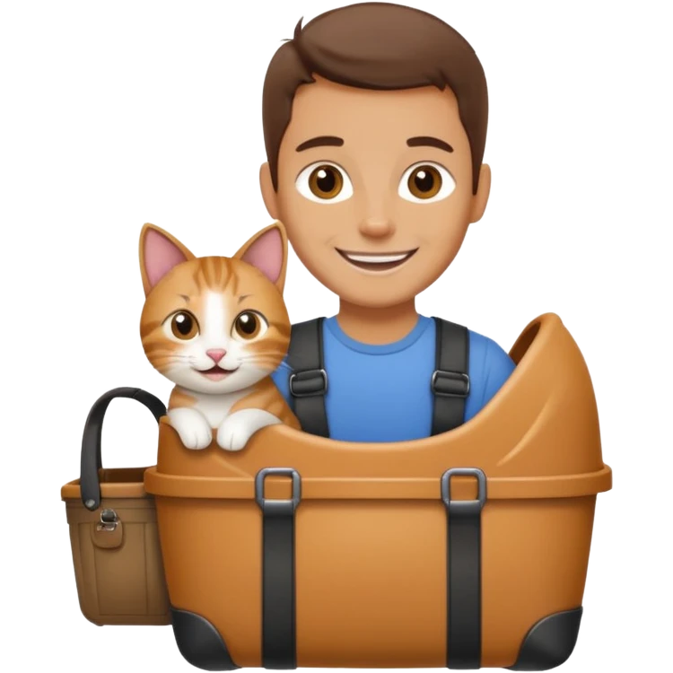 Walker + cat in carrier, Pet Walkers. emoji