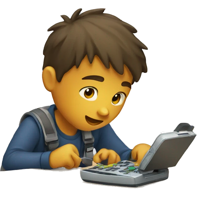 Boy fixing phone emoji