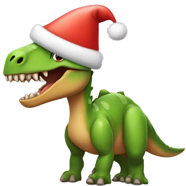dinosaur with cute christmas hat emoji