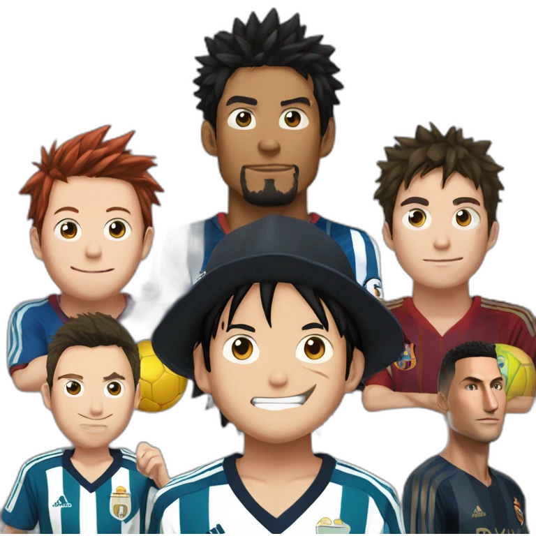 luffy check ronaldo and messi emoji
