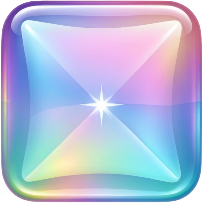 Sparkly glossy Pastel iridescent glass square emoji