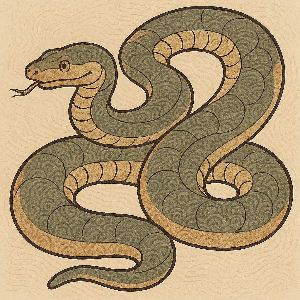 ukiyo-e style Titanoboa snake emoji